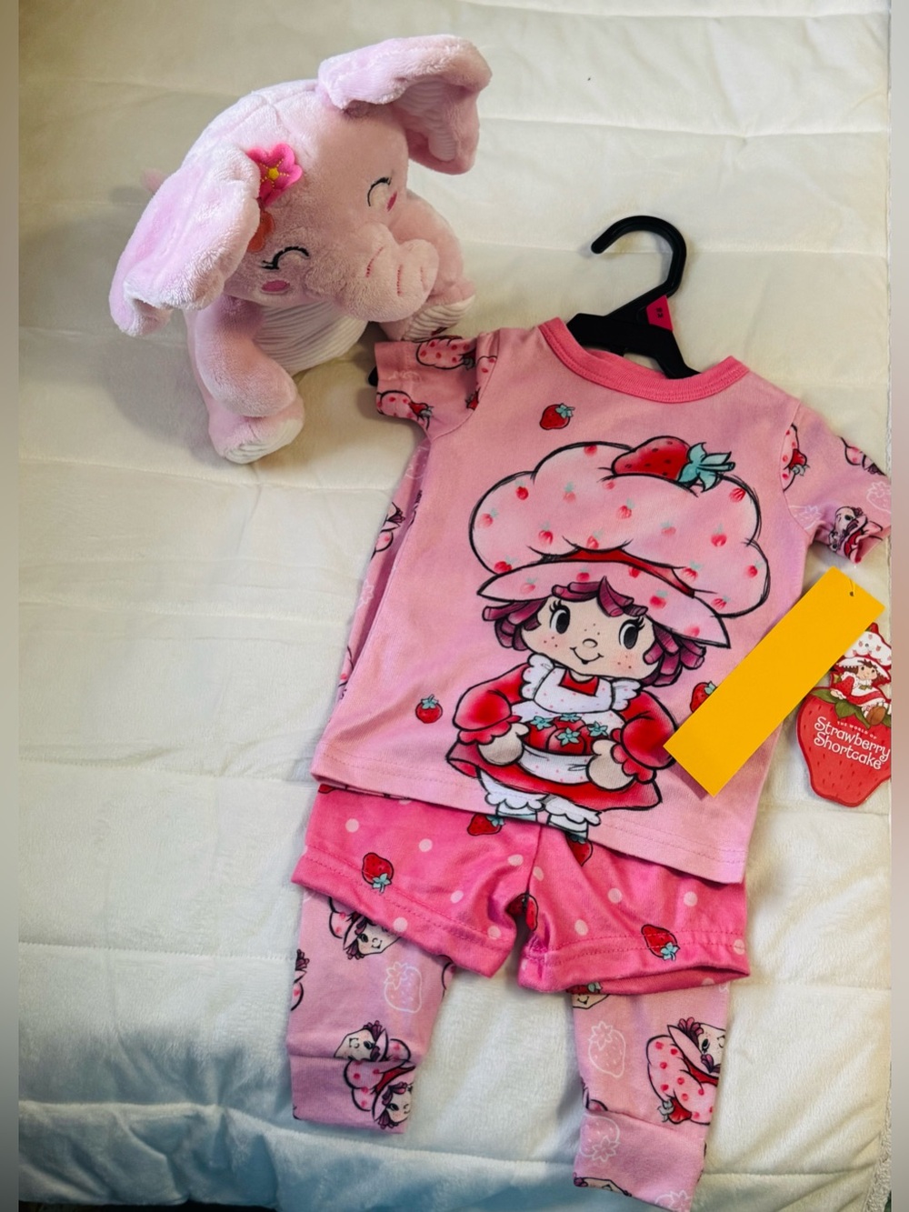 Strawberry Character Pink Kids Pajama Set - 3-Piece